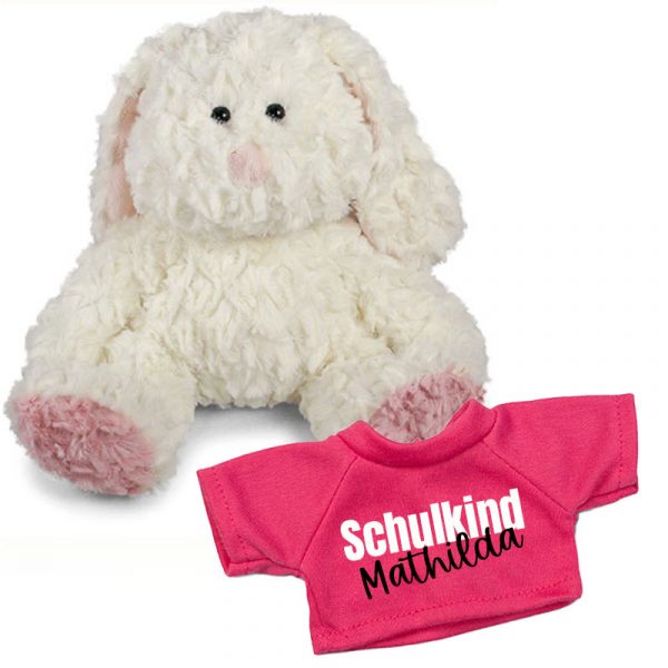 Plüschhund mit personalisiertem T-Shirt – Geschenk zur Einschulung