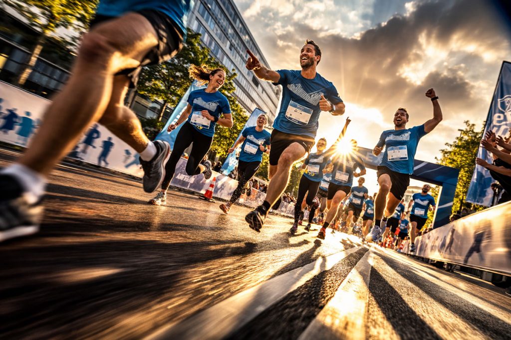 Individuelle gestaltete T-Shirts und Trikots für Firmenläufe
