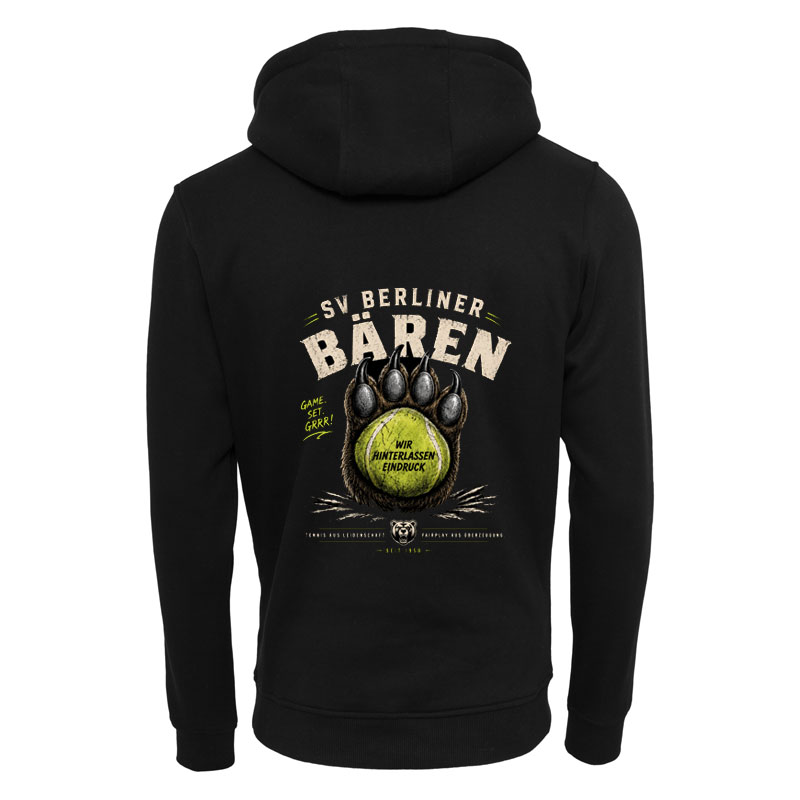 Heavy Hoodie der SV Berliner Bären mit großem Game-Set-Grrr-Bärentatzen-Rückenprint